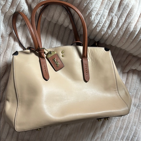 Coach Cream and Brown Leather Satchel